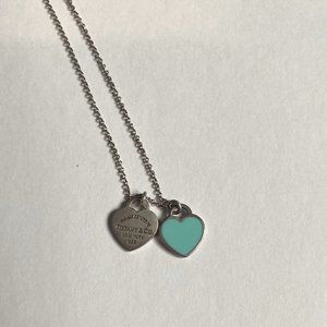 Tiffany & Co. Blue Double Heart Pendant Necklace